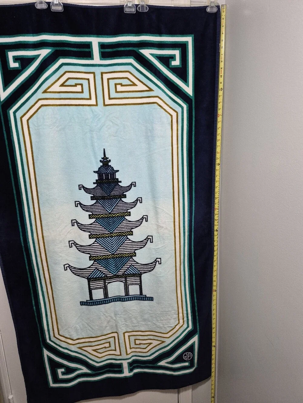 Jonathan Adler Luxembourg Beach Towel Pagoda Brown & Teal Oversized